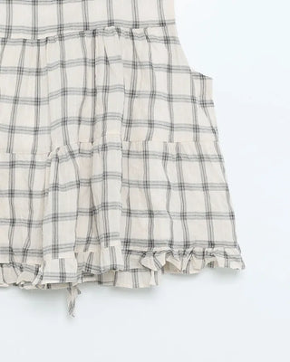 Back ribbon check sleeveless top