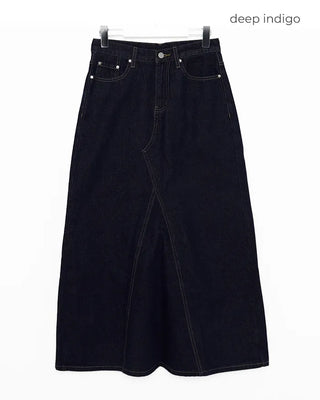 Slit maxi denim skirt