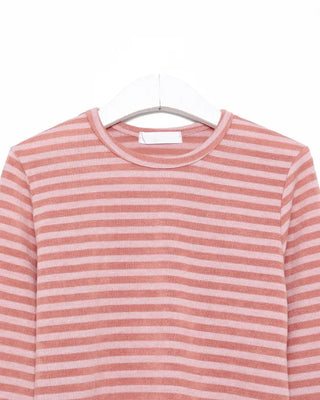 Round piping neck striped knit