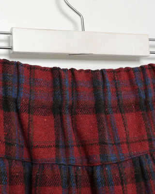 Elastic waist checkered long skirt