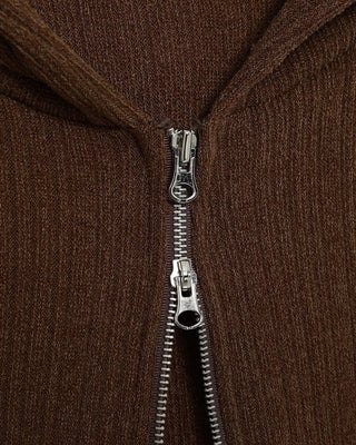 Zip-up knit hoodie
