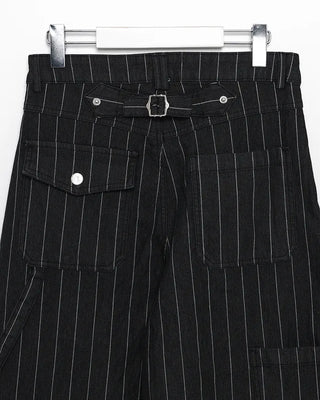 (Unisex) Hammer Loop Pinstripe Black Denim Pants