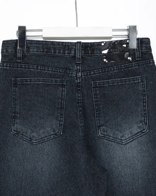Natural Wash Rib Wide Denim Pants