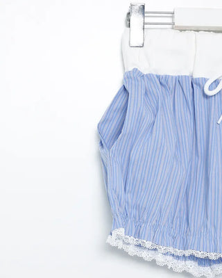 Lace hem striped short pumpkin pants