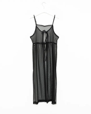 See-through ribbon camisole long dress
