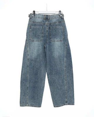 Wide-leg denim pants with a striped design