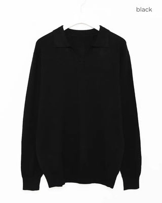 Half-open collar knit