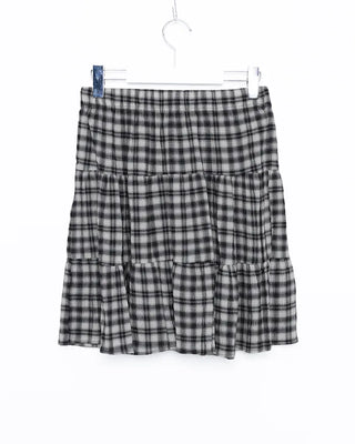 Tartan check tiered midi skirt