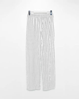 Striped string point wide-leg pants with elastic waistband