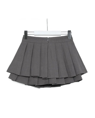 Double pleated mini skirt