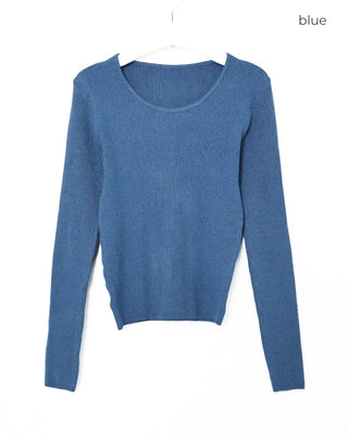 Ribbed U-neck T-shirt