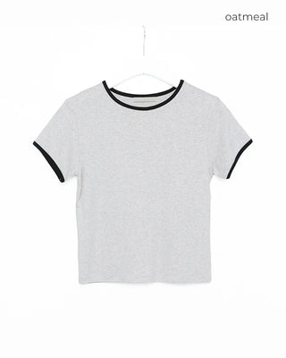 Two-tone block ringer neck T-shirt