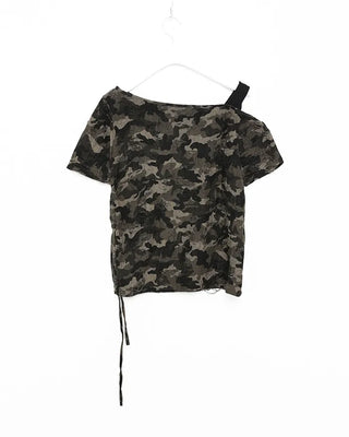 Camouflage Shoulder Number Lettering T-Shirt