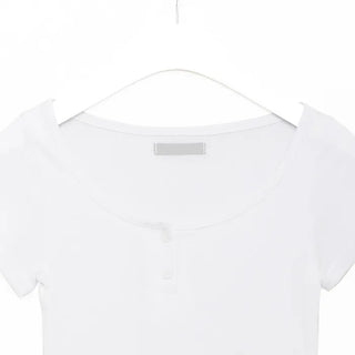 2-button round short-sleeved T-shirt