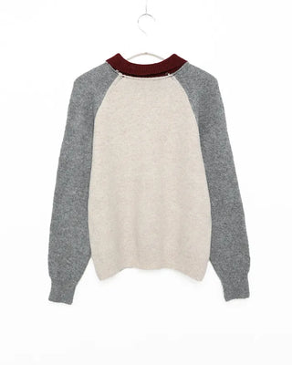 Two-tone accent color long-sleeved knit