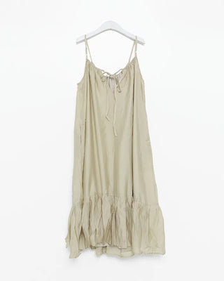 Back Ribbon Shirring Sleeveless Long Dress