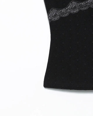 Polka dot tulle lace yoke camisole