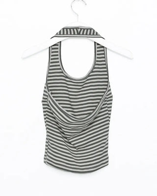 Striped volter neck cropped top