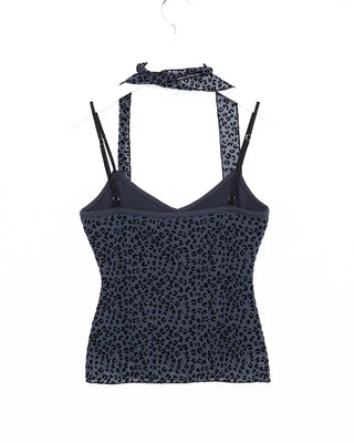 Tie-set leopard jacquard camisole