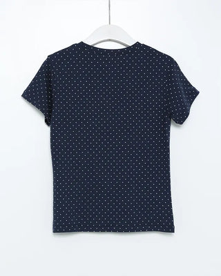 Simple polka dot short-sleeved T-shirt