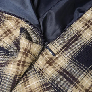 Vintage check layered banding skirt