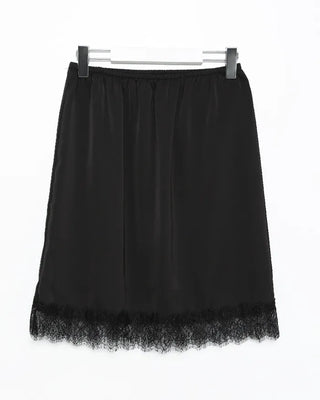 Fringe Lace Hem Easy Satin Skirt