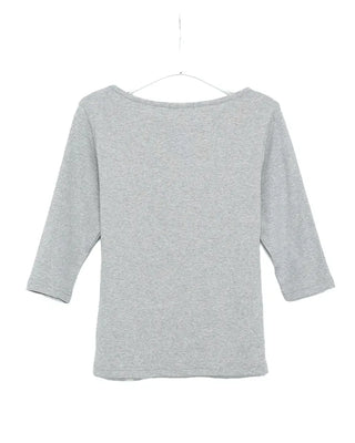 Bateau neck cropped sleeve shirt