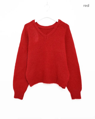 V-neck angora knit