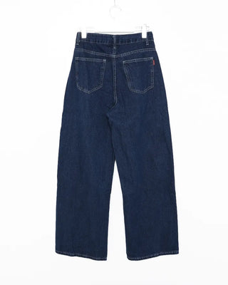 Straight denim pants with drawstring waist