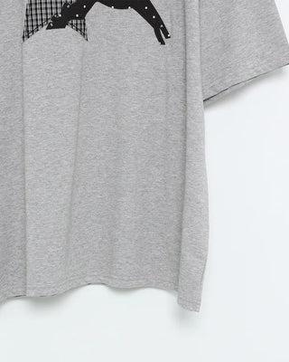 (Unisex) Check Star Dot Horse Patch Half T-Shirt