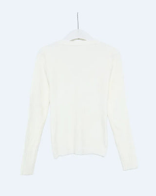 V-neck lace-point long-sleeve shirt