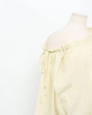 Shirred off-shoulder blouse with frill detail
