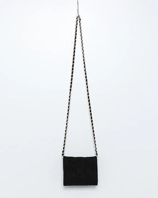 Suede quilted mini chain bag