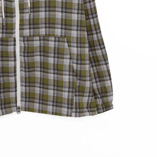 (Unisex) Check Hooded Zip-Up
