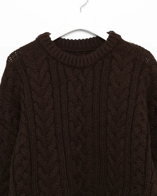 Drop Shoulder Bold Cable Crochet Sweater