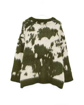 Cowhide Pattern Mohair Knit Loose Sweater