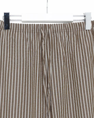 Color striped elastic waist pants
