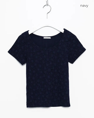 Flower Rib Short-Sleeve T-Shirt