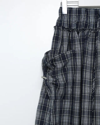 Checked pocket banded long skirt