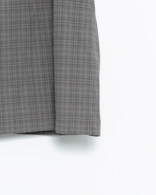 Button-up bust gathered yoke puff blouse