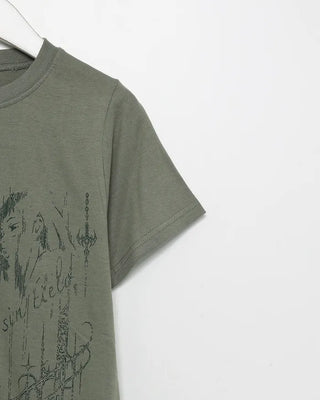 Tattoo illustration semi-cropped half t-shirt