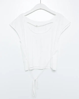 French Sleeve Open Back Wrinkle Blouse