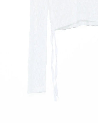 Side Shirring Lace Long Sleeve T-Shirt