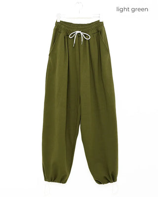 (Unisex) Two-pleat drawstring pants