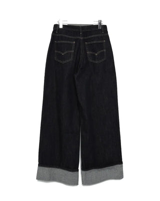 Wide-leg low-rise denim pants