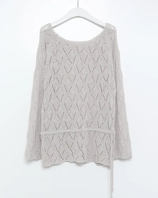 Diamond-punched drawstring summer knit