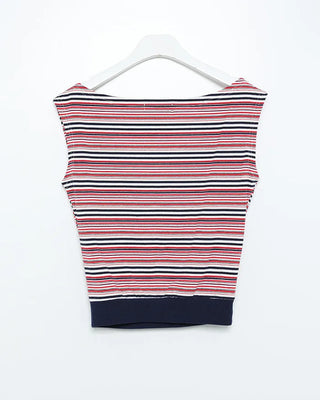Striped sleeveless off-shoulder top