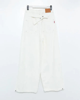 Wide-leg pants with back button detail