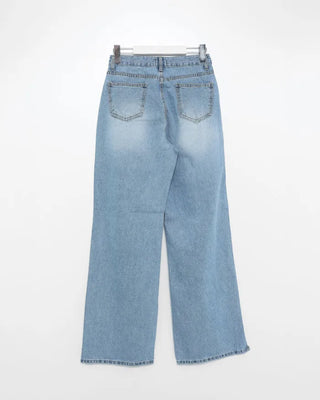 Distressed wide-fit denim pants