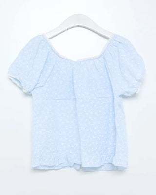 Puff sleeve lace detail blouse